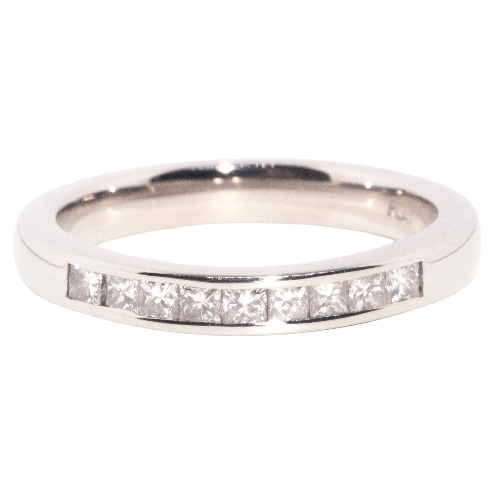 Contemporary Platinum Channel Set Princess Cut Diamond Eternity Band Ring