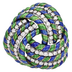 David Webb Diamond and Enamel Brooch