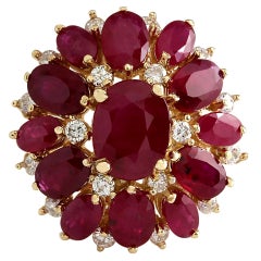 Exquisite Natural Ruby Diamond Ring In 14 Karat Yellow Gold 