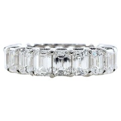 GIA Certified 7 Carat Emerald Cut Diamond Eternity Band Ring Platinum