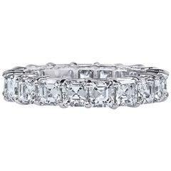 GIA Certified Asher Cut 7 Carat Diamond Ring Platinum Eternity Band