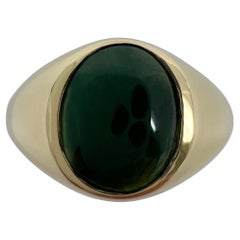 GIA Certified Jadeite A Grade Jade Green Oval Untreated Yellow Gold Signet Ring