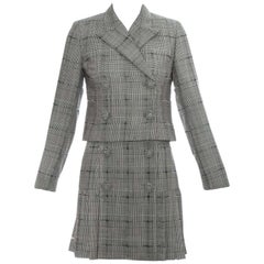 Gianni Versace grey checked wool pleated skirt and cropped jacket, ss 1994