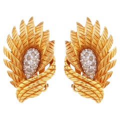 Gilded Spray Earrings With Pavé Details By Jomaz, 1950s