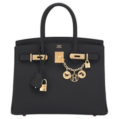 Hermes Birkin 30cm Black Epsom Gold Hardware Bag 