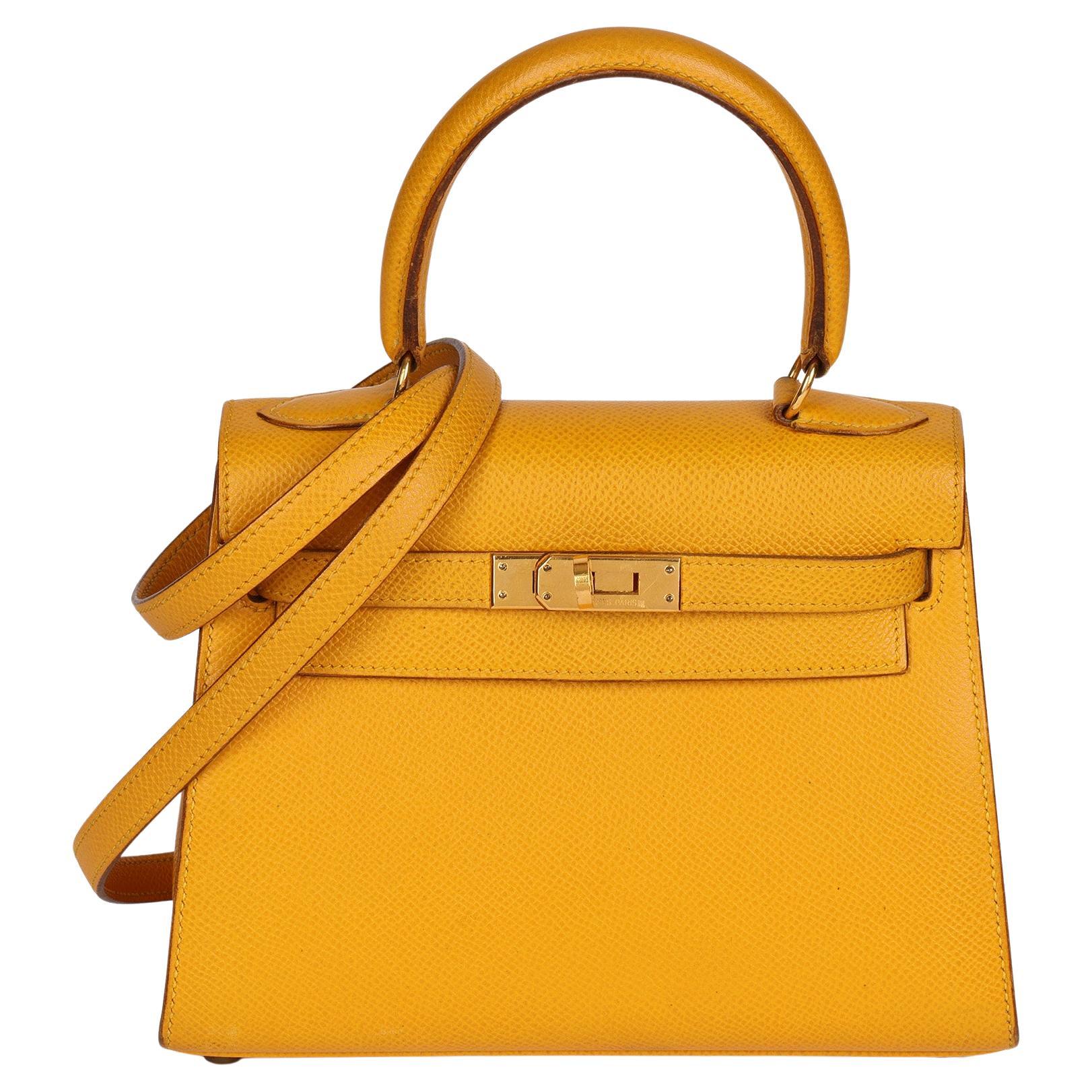 Hermès JAUNE COURCHEVEL LEATHER KELLY 20CM SELLIER