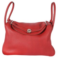 Hermès Rouge Grenat Clémence Leather Lindy 34 PHW