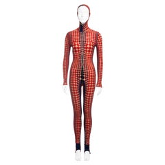 Jean Paul Gaultier red cyber dots hooded catsuit, fw 1995