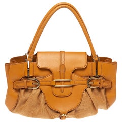 Jimmy Choo Orange Raffia and Leather Tulita Shoulder Bag