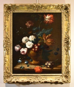 Still Life Flowers Drechsler Signed 18th Century Paint Oil on canvas Old master