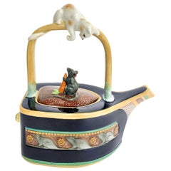 Majolica "Cat & Mouse" Teapot by Minton