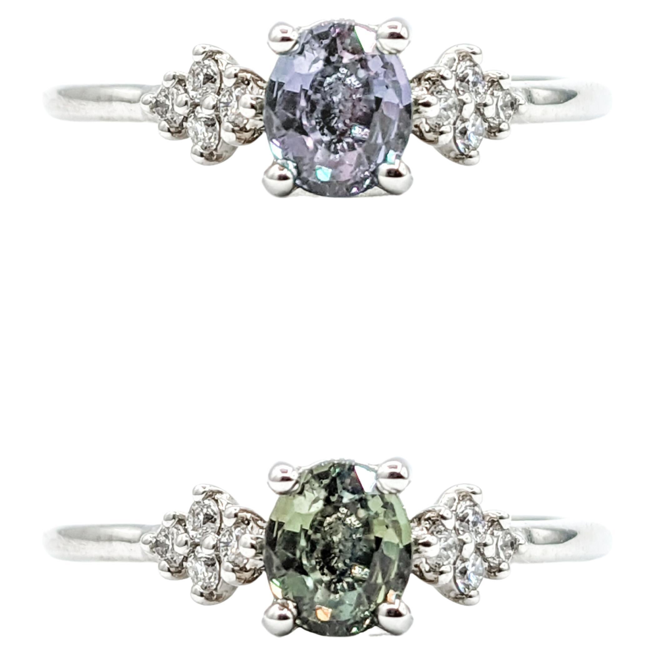 Natural Alexandrite & Diamond Ring White Gold