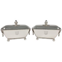 Pair of George III Silver Sauce Tureens and Covers, John Robins, London, 1802