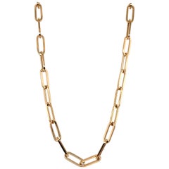 Italian Paperclip Link Chain Necklace 14 Karat Yellow Gold