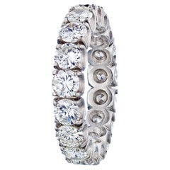 Platinum 5.00 Carats Round Cut Diamond U-Shape Eternity Band