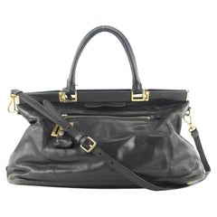 Prada Black Leather Top Handle 2way Shoulder Bag 48pr125