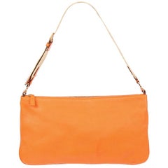 PRADA orange Saffiano leather Baguette Shoulder Bag