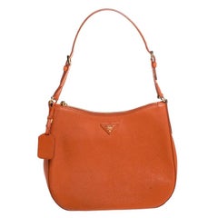 Prada Orange Saffiano Lux Leather Hobo