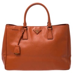 Prada Orange Saffiano Lux Leather Large Gardener's Tote