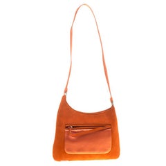 Prada Orange Suede and Satin Shoulder Bag