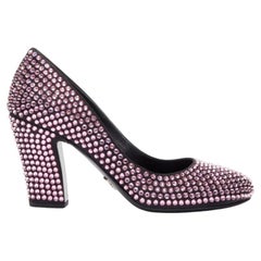 PRADA Runway Rosa pink rhinestone crystal embellished pump EU38