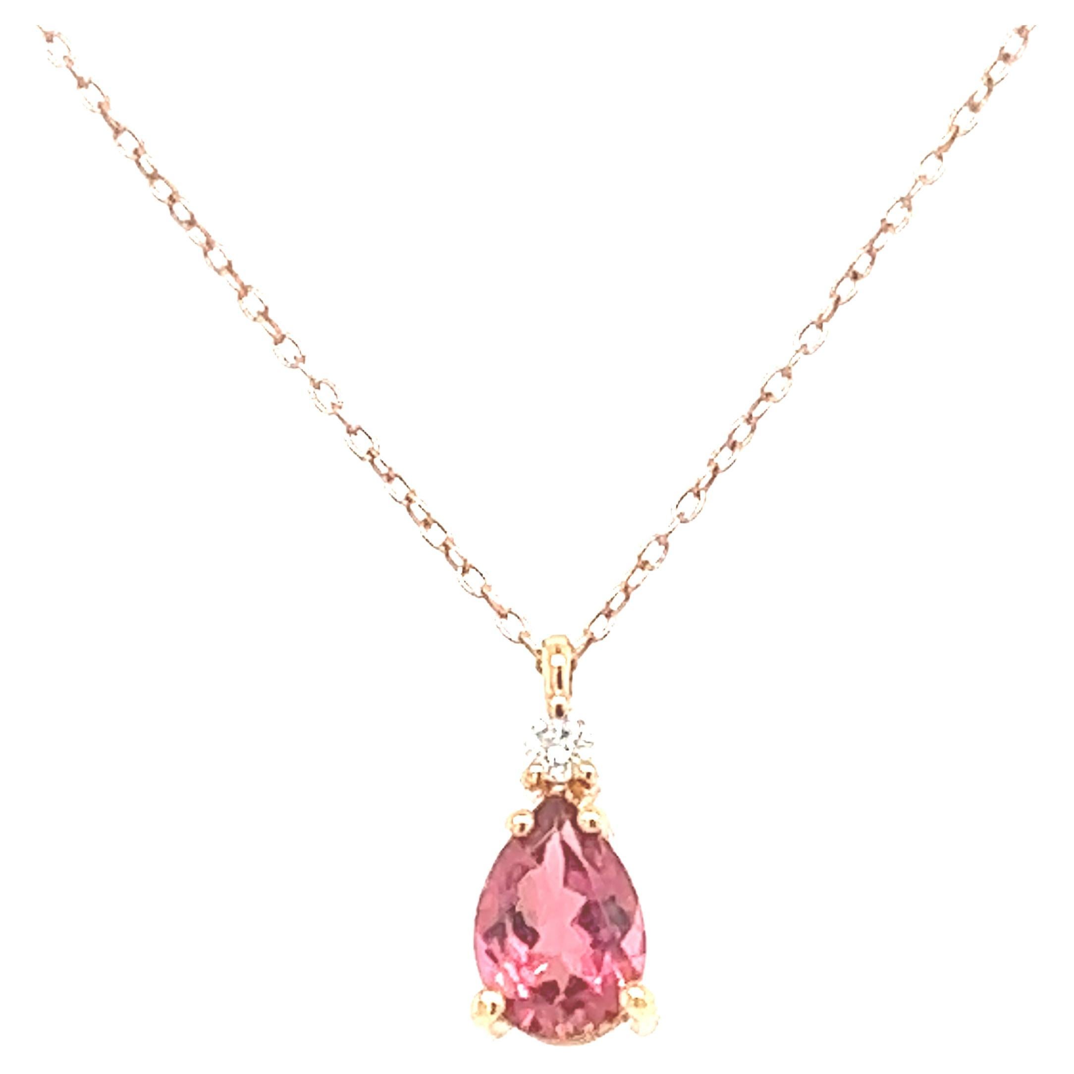 Pendant Necklace Tourmaline Diamond Rose Gold 18 Karat