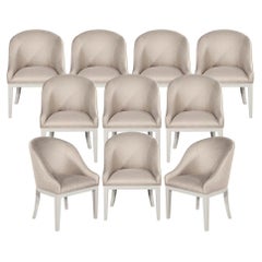 Set of 10 Custom Modern Dining Chairs in Beige and White