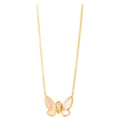 Syna Yellow Gold Butterfly Necklace with Mother of Pearl and Diamonds