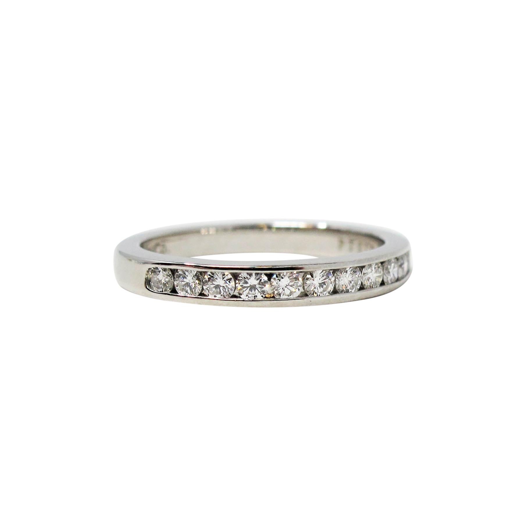 Tiffany & Co. Channel Set Semi Eternity Diamond Anniversary Band Ring Platinum