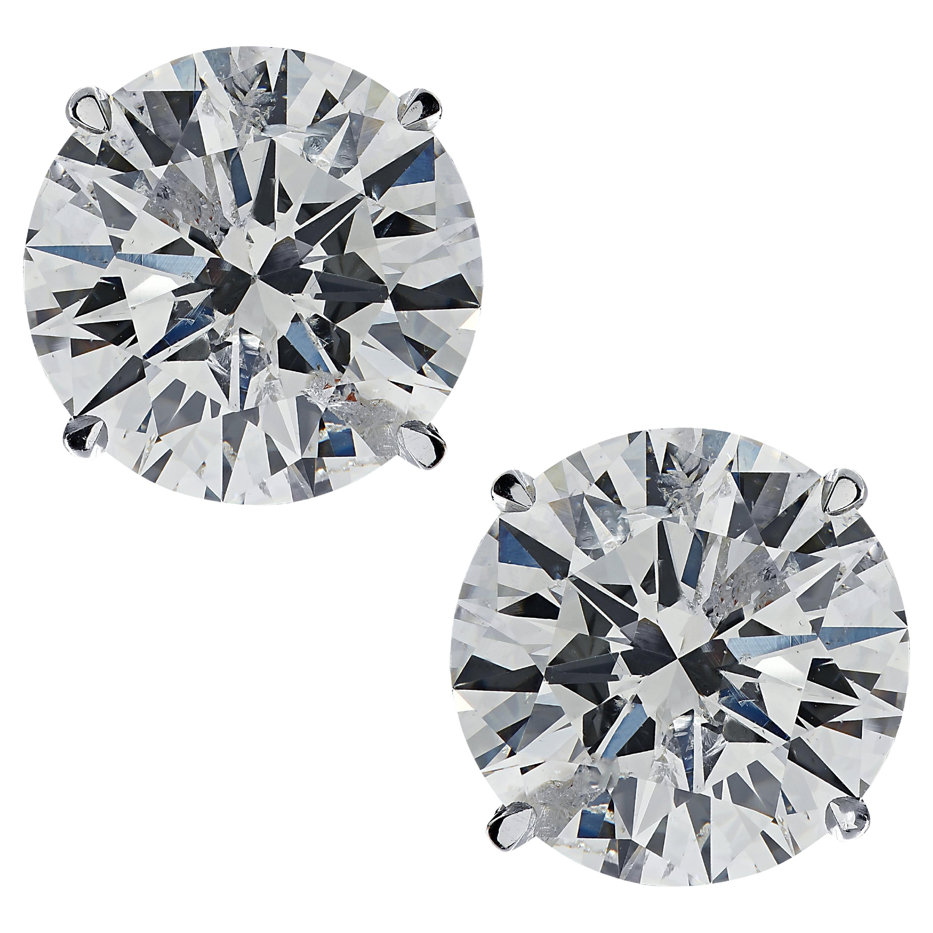 Vivid Diamonds GIA Certified 4.11 Carat Diamond Solitaire Stud Earrings