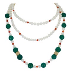 White Coral and Green Onyx Necklace