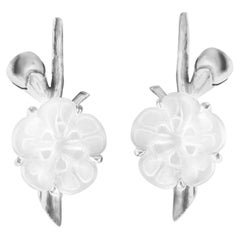 White Gold Sakura Contemporary Wedding Earrings by the Artist