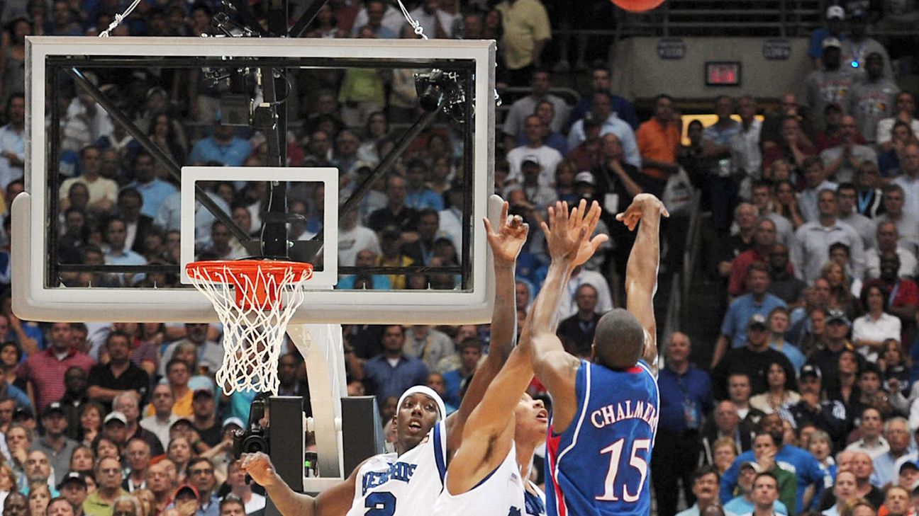 Ex-Kansas player Mario Chalmers is among a group of players who have filed a lawsuit alleging improper use of their NIL via NCAA tournament highlights. Chalmers' 3-pointer helped the Jayhawks to the title in 2008.