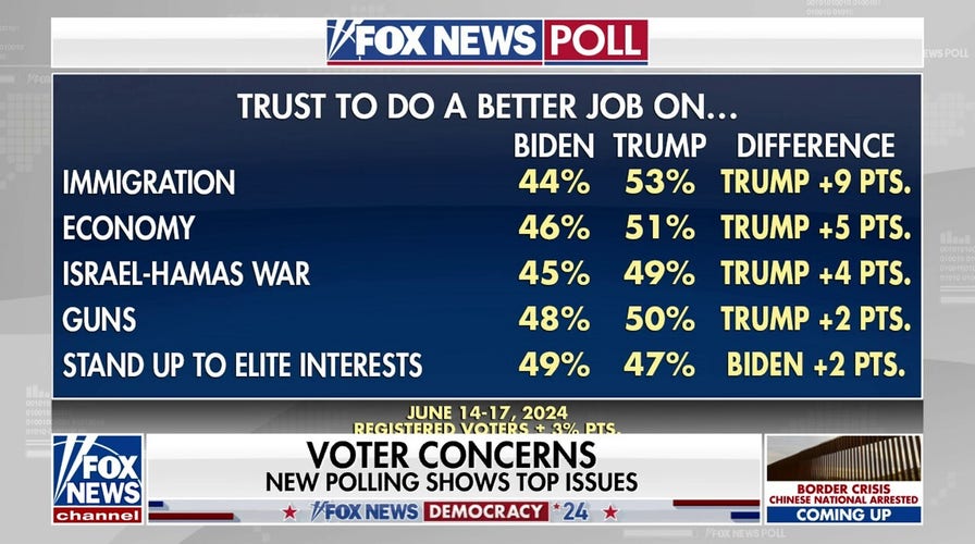 Trump leads Biden on immigration, economy, Second Amendment: Fox News poll