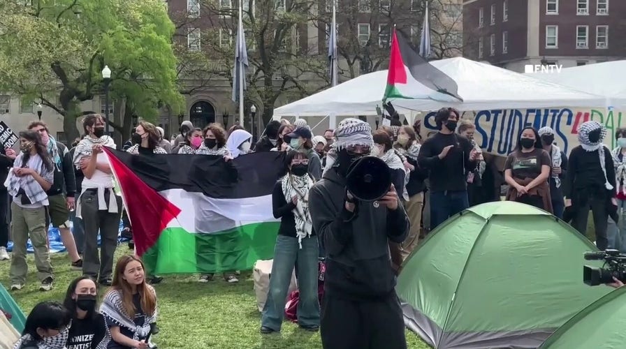 Columbia University anti-Israel agitators occupy main lawn as president testifies on antisemitism