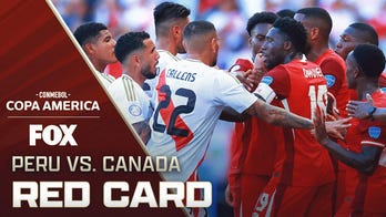 Peru's Miguel Araujo receives a red card after stepping on a defender's leg | 2024 Copa América