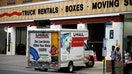 NEW YORK, NEW YORK- AUGUST 31: A truck is seen in front of the U-Haul facility as the city continues Phase 4 of re-opening following restrictions imposed to slow the spread of coronavirus on August 31, 2020 in New York City. The fourth phase allows outdoor arts and entertainment, sporting events without fans and media production (Photo by John Lamparski/Getty Images)