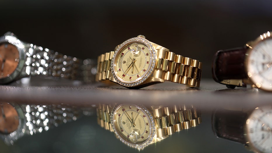 Secondhand Rolex watches on display