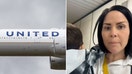 L-R: A United Airlines flight, and Jenna Longoria at the San Francisco International Airport.
