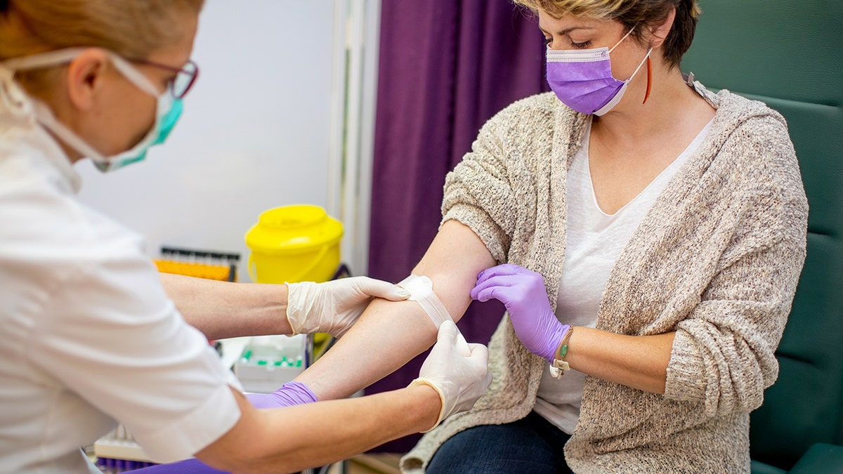 Woman blood draw