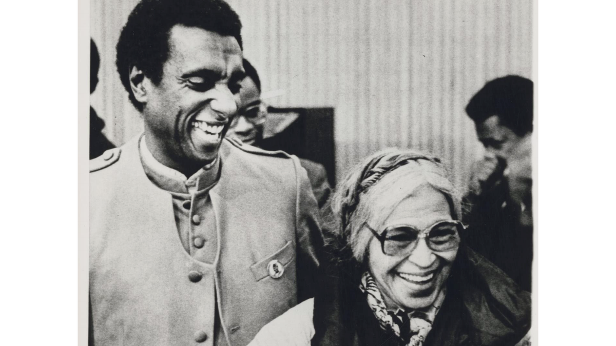 Civil rights activist Kwame Ture, formerly known as Stokely Carmichael, with Rosa Parks