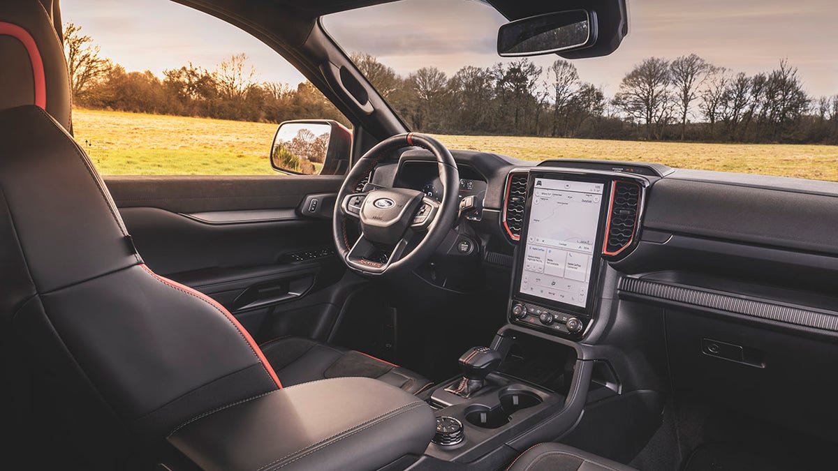 The Ranger Raptor's interior features a large central display.