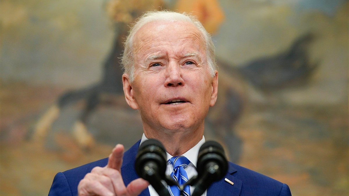 President Biden speaks in the Roosevelt Room of the White House, Wednesday, May 4, 2022, in Washington. (AP Photo/Evan Vucci)