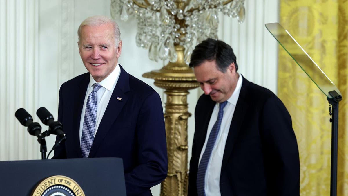 Klain and Biden in White House during event