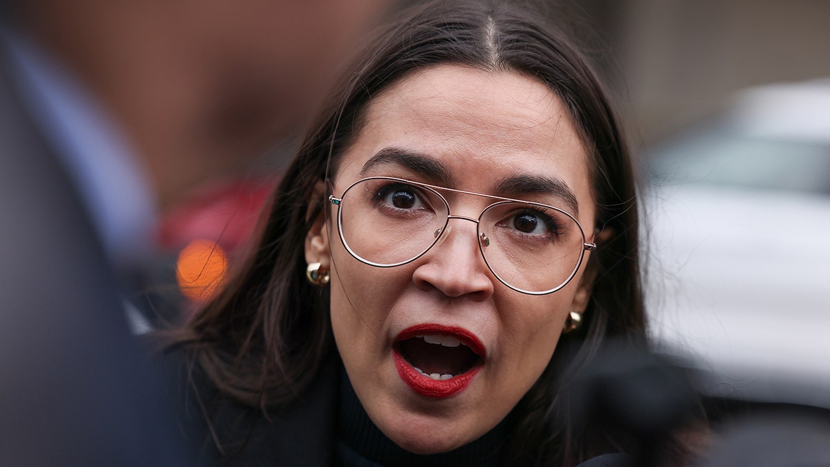 Rep. Alexandria Ocasio-Cortez speaks to reporters in Washington, D.C.