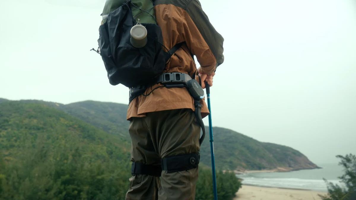 Hiker in exoskeleton