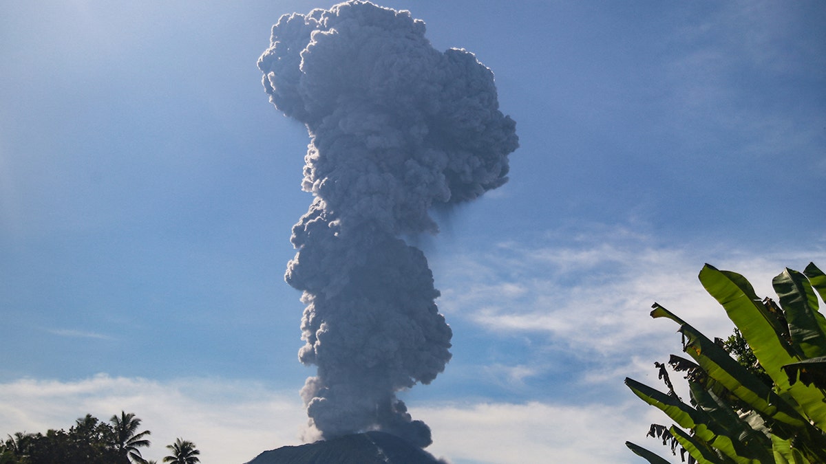 Mount Ibu Spews Ash