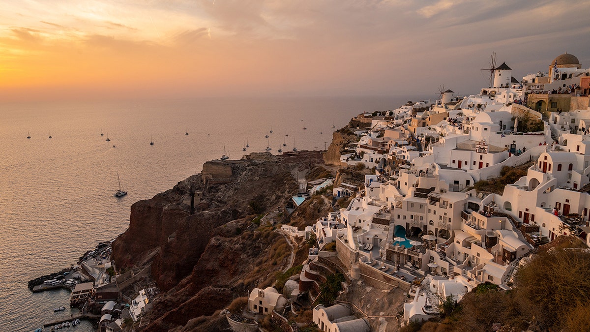 The sunset in Santorini, Greece