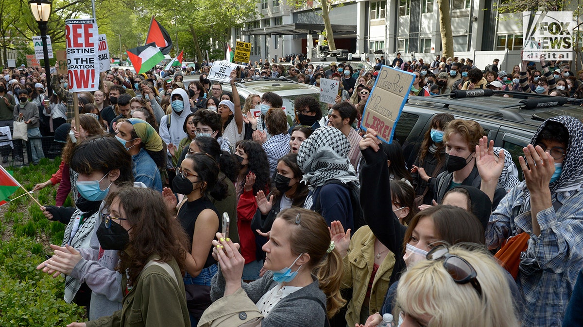 Anti-Israel protesters rally outside of New York University’s campus