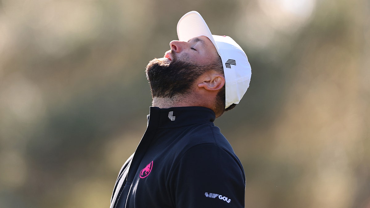 Jon Rahm reacts to bad shot